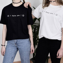 Camiseta "I Hate You Smiley Face" para mujer, ropa para mujer, Camisetas estampadas, ropa de calle, camisetas divertidas estéticas 2024 - compra barato
