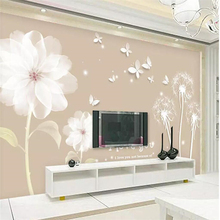 Decorative wallpaper Transparent flower and dandelion TV background wall large mural 2024 - buy cheap