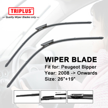 Wiper Blade for Peugeot Bipper (2008-now) 1 set 26"+19",Flat Aero Windscreen Beam Wiper,Boneless Windshield Soft Wiper Blade 2024 - buy cheap