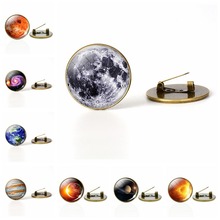 Planet Moon Surface Universe Out of Space Brooches Glass Cabochon Galaxy Nebula Moon Mercury Saturn Mars Jewelry Badge 2024 - buy cheap