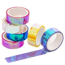 Cinta Washi láser de arcoíris brillante, cintas adhesivas decorativas para álbum de recortes, suministros de papelería para escuela, DIY 2024 - compra barato
