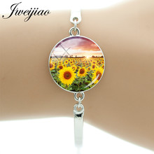 JWEIJIAO Yellow Sunflower Charms Bracelet Handmade Glass Cabochon Friendship DIY Bracelets For Women Jewelry Gift XR06 2024 - buy cheap