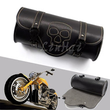 Motorcycle Skull Saddlebag PU Leather Round Barrel Saddle Tool Bag For Harley Honda Yamaha 2024 - buy cheap