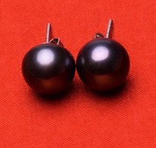 HOT 7-10mm Big Size Black Color Real Freshwater Pearl Earrings, Cheap Stud Jewelry Graceful Jewellery, 3 pairs/lot 2024 - buy cheap