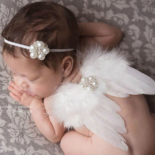 Newborn Photo Prop Baby Angel Wings with Rhinestone Headband Baby Feather Wings Newborn Photography Prop HB255 2024 - buy cheap