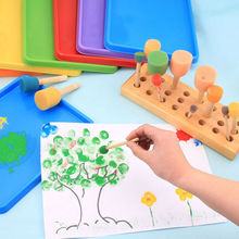 Pincel de pintura de esponja para crianças, 4 unidades, brinquedo de desenho com alça de madeira, pintura grafite, diy, livro de arte para crianças ferramenta de pintura 2024 - compre barato
