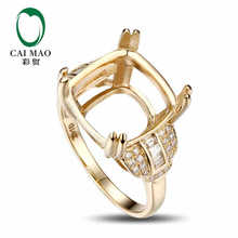 CaiMao Cushion cut Semi Mount Ring Settings & 0.32ct Diamond 14k Yellow Gold Gemstone Engagement Ring Fine Jewelry 2024 - buy cheap