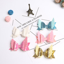 Colorful Rainbow Unicorn Hair Bows Attached on Clips Bling Bling Pastel Glitter Girls Hairpins Party Dance Hair Accessories 2024 - buy cheap