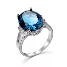 MxGxFam  Ink-blue colour O Zircon Rings Jewelry For Women White Gold color AAA+ Cubic Zircon 2024 - buy cheap