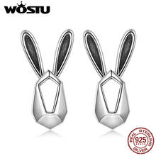 WOSTU Аутентичные 100% Серебро 925 пробы геометрический сережки-гвоздики в форме кроликов Для женщин Роскошные ювелирные изделия подарок для любителя BKE060 2024 - купить недорого