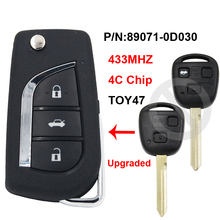 Flip Folding Upgraded Remote Car Key 433MHZ 4C Chip P/N: 89071-0D030 TOY47 Uncut Blade for Toyota Yaris Avensis Corolla Carina 2024 - buy cheap