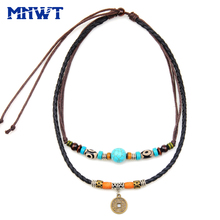 MNWT-collar étnico tibetano hecho a mano para hombre, joyería Punk Vintage, colgantes, cadena de cuentas de madera multicapa, collares con Cruz para hombre 2024 - compra barato