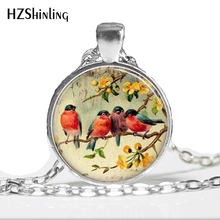 Женское Ожерелье, модное ожерелье с птичьим стеклом 2014, ожерелье с подвеской в виде Красной птицы Robin, стеклянная плитка HZ1 2024 - купить недорого