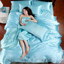 100% Pure Satin Silk Comforter Bedding Set 3/4pcs Home Textile King Size Bed Set Duvet Cover Flat Sheet Pillowcases 2024 - compre barato