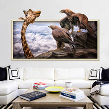 50x70cm 3D Photo Frame Giraffe Eagles Cloud Wall Stickers Bedroom Living Room Home Decor Wallpaper Removable Art Wall Decals 2024 - buy cheap