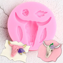 Bull Head Rose Flower Leaf Silicone Mold Feather Cupcake Topper DIY Fondant Cake Decorating Tools Candy Chocolate Gumpaste Mould 2024 - buy cheap
