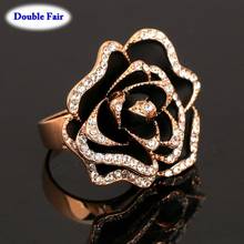 Exaggerated Rose Vintage Party Big Finger Ring For Women Rose Gold Color o Cubic Zirconia Rock Wedding Jewelry DWR329 2024 - buy cheap