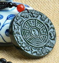 Beautiful Natural Green HeTian Jade Carved Chinese Zodiac BaGua Lucky Pendant + Free Rope Necklace Certificate Fine Jewelry 2024 - buy cheap