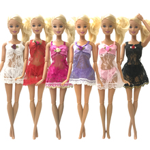 NK-Conjunto de pijama de colores para muñeca, ropa interior, lencería, sujetador, vestido de encaje, accesorios de la muñeca, Barbie, regalo para niños, DZ, 6 uds. 2024 - compra barato