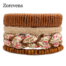 ZORCVENS-pulsera multicapa de cuero para mujer, brazalete con cuentas de madera, cuerda de cáñamo, estilo bohemio, joyería encantadora 2024 - compra barato
