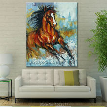 Pintura al óleo sobre lienzo para pared de salón, lienzo de Arte Pop Art, caballo corriendo, pintura moderna pintada a mano 2024 - compra barato