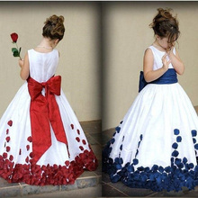 Novelty Fashion Flower Girl Dresses For Wedding Printing Satin Party First Communion Dress Kids Bow belt Formal Party Dresses 2024 - buy cheap