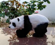 Modelo de simulación nueva panda de plástico y piel, muñeco panda de pie, regalo, alrededor de 16x8x9cm 2024 - compra barato