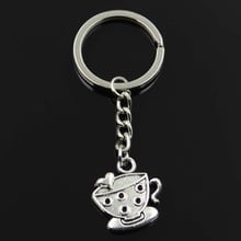 Fashion A Cup Of Coffee 25x22mm Pendant 30mm Key Ring Metal Chain Silver Color Men Car Gift Souvenirs Keychain Dropshipping 2024 - buy cheap