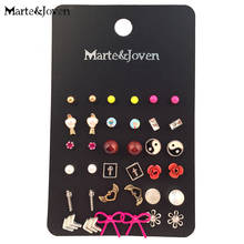Marte&Joven 18 Pairs Colorful Ball Stud Earring Set Mix Round Resin Simulated-pearl Stud Set for Girls Wholesale 2024 - buy cheap