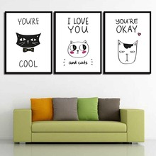 Fashionable HD Art Cartoon Cool Cat Dog Home Decoration Posters Canvas Prints Painting Wall Pictures For Living Room Unframed 2024 - buy cheap