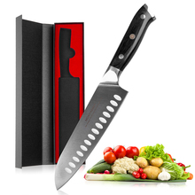 Mokithand 7 дюймов Santoku ножи из высокоуглеродистой Германии 1,4116 стали Профессиональный японский острый шеф-повар кухонный нож с деревом Pakka 2024 - купить недорого