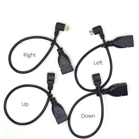 90 градусов вверх и вниз и влево и вправо Угловой Micro USB 2,0 5Pin папа к USB 2,0 Женский удлинитель адаптер OTG кабель 20 см 2022 - купить недорого