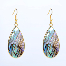 New 1 pair Natural Abalone Shell Water Drop Hook Dangle Earrings for Women Fashion Jewelry Gold Frame Designer Statement Earring 2024 - buy cheap