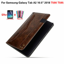 Luxury Case for Samsung Galaxy Tab A2 10.5" 2018 T590 T595 SM-T590 SM-T595 T597 PU Leather Stand Cover funda tablet shell + Flim 2024 - buy cheap