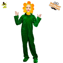 Macacão verde da criança do traje do girassol da menina com girassol cosplay trajes de festa de halloween 2024 - compre barato