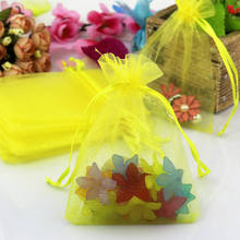 Bright Yellow Drawstring Organza Bags 100pcs/lot 7x9cm Jewelry Candy Bead Packaging Organza Bags for Wedding Christmas Gift Bags 2024 - buy cheap