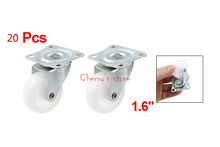 Best Promotion Wholesale Price 20 PCS 1.6" Single Wheel Swivel Rectangle Plate Plastic Caster White 2024 - buy cheap