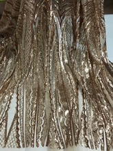 Bom design JIANXI.C-71114 Paetês bordados rendas tecido 5 100yard/lot africano tecido de renda líquida em ouro rosa 2024 - compre barato