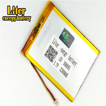 Bateria de íon de lítio polímero recarregável, 1.0mm, 3 pinos, 308695 3.7v, 3200mah, para tablet, pc 2024 - compre barato