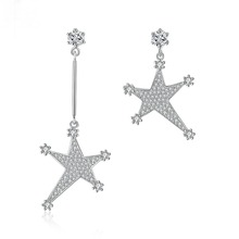 SINZRY new Cubic zircon asymmetric star earrings lady trendy elegant fashion dangle earrings jewelry gift 2024 - buy cheap