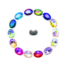AB colors-diamantes de imitación en forma de cristal ovalado, garra, espalda plana, coloridos, para coser en bolsas, apliques de ropa, decoraciones artesanales 2024 - compra barato