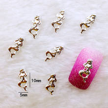 10Pcs/Lot 5*10mm Gold and Silver Mermaid   Metal Alloy Nail Art Decorations 3D DIY Nail Stickers Jewelry Nail Charms 2024 - buy cheap