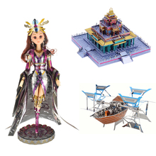 Microworld 3D Metal Puzzle Tibetan Buddhist Temple Power rowing boat Model DIY Laser Cut Assemble Jigsaw Toys GIFT For Children 2024 - buy cheap