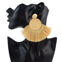 Brincos pingente franjas longas douradas, 7 cores, boêmias, joias fashion feminina 2024 - compre barato