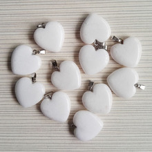 Pingentes de coração mármore branco, pedra natural coração para fazer joia 20mm acessórios de moda 12 tamanhos frete grátis 2024 - compre barato