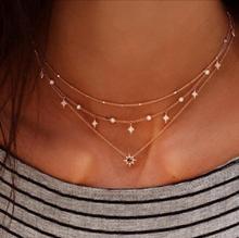 LISM Bohemian Star Necklaces for Women Fashion Multilayer Gold Chain Crystal Choker Necklace Jewelry 2019 kettingen voor vrouwen 2024 - buy cheap