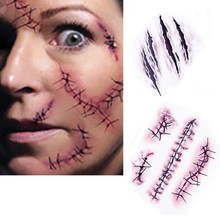 4PCS Waterproof Halloween Zombie Scars Tattoos Stickers With Fake Scab Blood Special Costume Makeup 2024 - buy cheap
