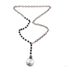 MOODPC-Cadena de piedra de 6mm para mujer, de gota de colgante collar con cristal blanco, étnico, bohemio 2024 - compra barato