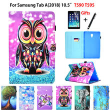 Case For Samsung Galaxy Tab A A2 2018 10.5" T590 T595 T597 SM-T590 Cover Funda Tablet Cartoon Painted Stand Coque +Stylus+film 2024 - buy cheap