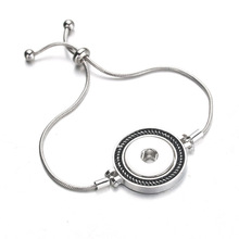 Pulseira de pressão feminina, bracelete de pressão simples ajustável com 18mm, joias para mulheres 2024 - compre barato